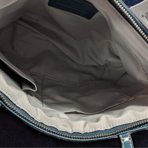 NWT Coach Silver And Teal Canvas Tote Bag